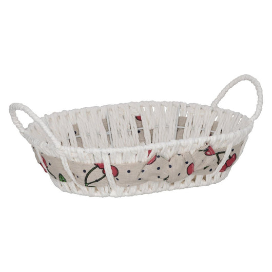 Set di 6 Cestini Ovale 27x20 Cherry In Filo Di Ferro Rivestito In Carta