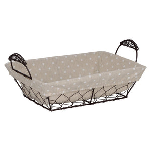 Set di 6 Cestini Rettang 26x19 Pois In Filo Di Ferro