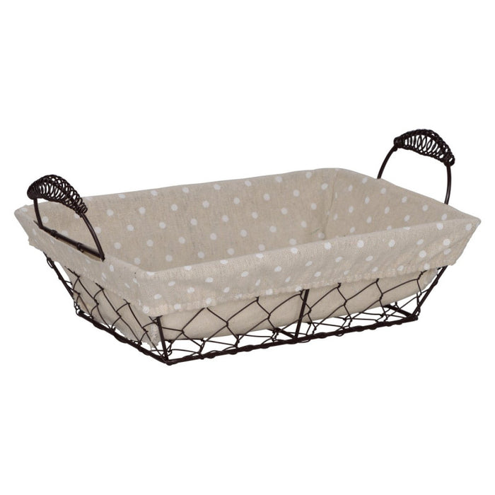 Set di 6 Cestini Rettang 26x19 Pois In Filo Di Ferro