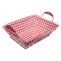 Set di 6 Cestini Rettangolare 26x19 Cm Quadri Rossi