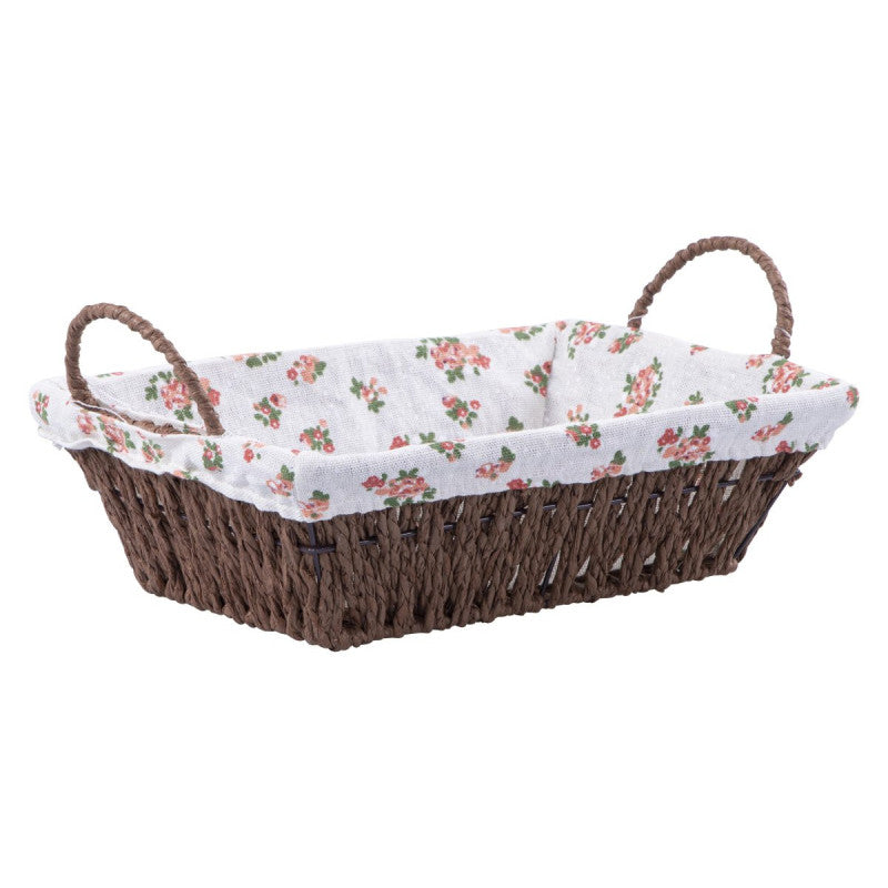 Set di 6 Cestini Rettangolare 26x19 In Cordoncino Di Carta Anima Metallo Con Ferretto