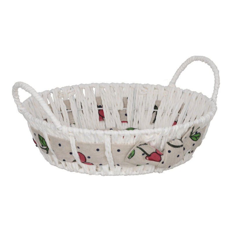 Set di 6 Cestini Rotondo Cm 24 Cherry In Filo Di Ferro Rivestito In Carta