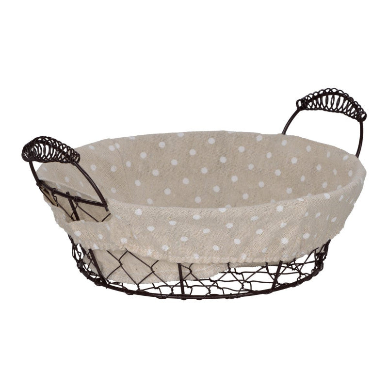 Set di 6 Cestini Rotondo Cm 24 Pois In Filo Di Ferro