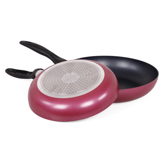 Set di 6 confezioni 2 padelle 24-28 Medua Burgundy Alluminio Stampato Fondo Induzione