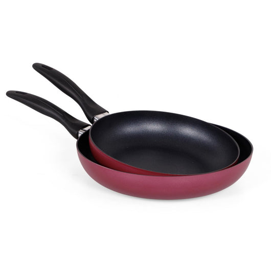 Set di 6 confezioni 2 padelle 24-28 Medua Burgundy Alluminio Stampato Fondo Induzione