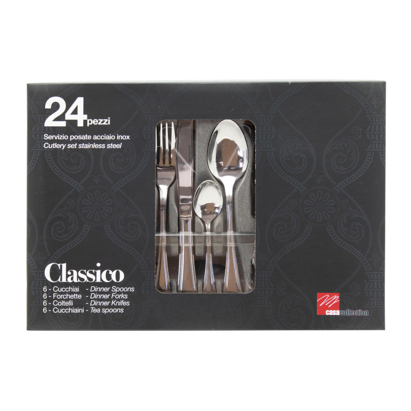 Set di 6 confezioni 24 Pezzi Posate Classico Inox 18/0