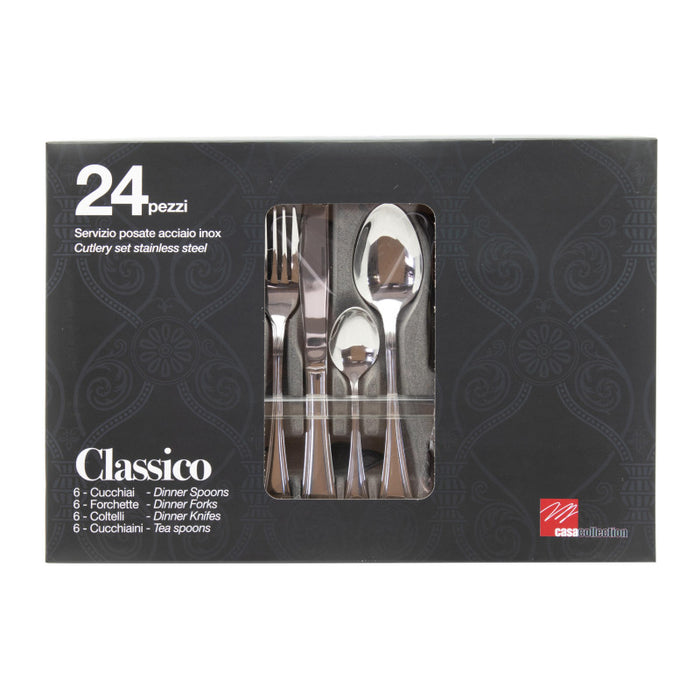 Set di 6 confezioni 24 Pezzi Posate Classico Inox 18/0