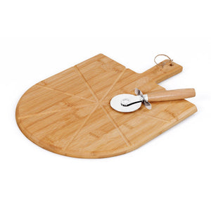 Set di 6 confezioni 2pz Tagliere Pizza In Bamboo 43*30 Con Rotella Tagliapizza