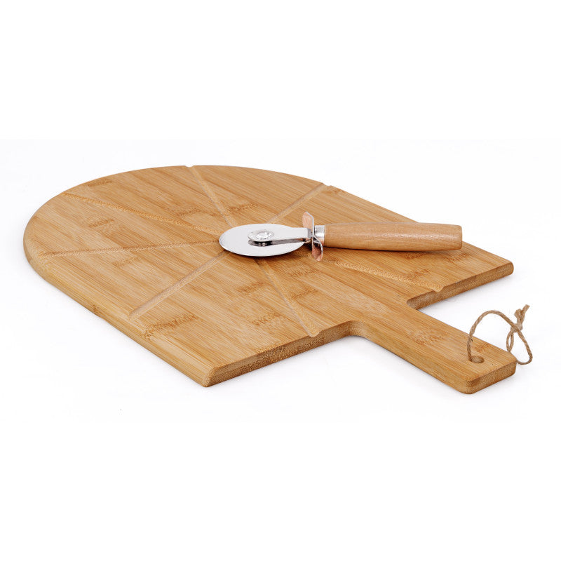 Set di 6 confezioni 2pz Tagliere Pizza In Bamboo 43*30 Con Rotella Tagliapizza