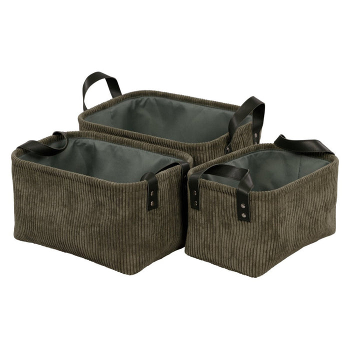 Set di 6 confezioni 3 Ceste porta tutto Micol Verde In 3 Dimensioni 
Velluto A Coste