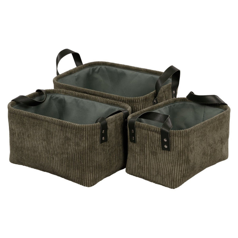 Set di 6 confezioni 3 Ceste porta tutto Micol Verde In 3 Dimensioni 
Velluto A Coste