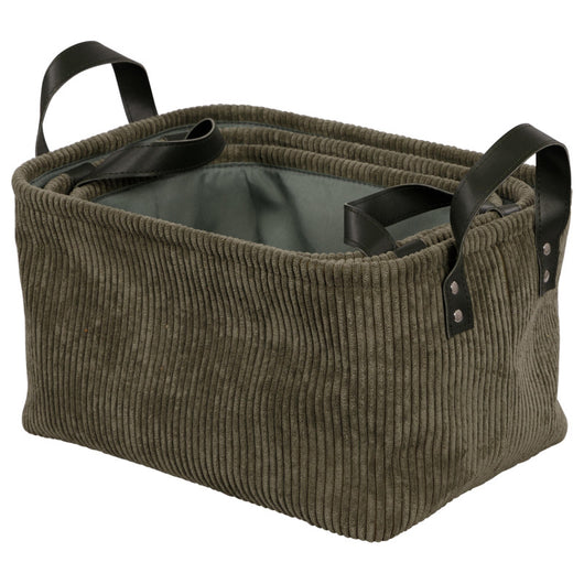 Set di 6 confezioni 3 Ceste porta tutto Micol Verde In 3 Dimensioni 
Velluto A Coste