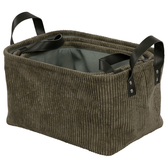 Set di 6 confezioni 3 Ceste porta tutto Micol Verde In 3 Dimensioni 
Velluto A Coste