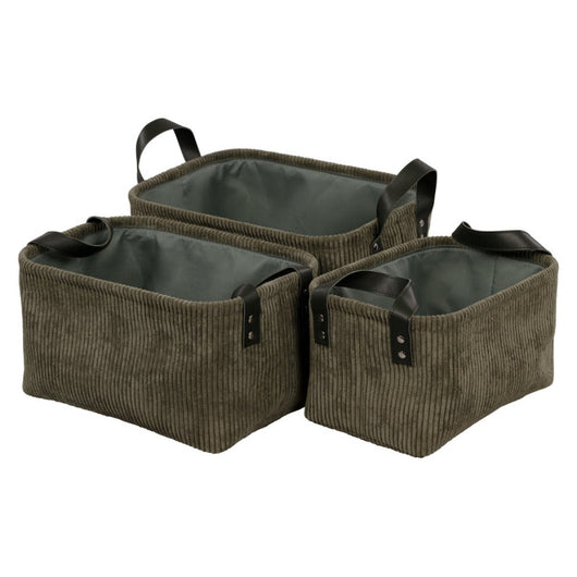 Set di 6 confezioni 3 Ceste porta tutto Micol Verde In 3 Dimensioni 
Velluto A Coste