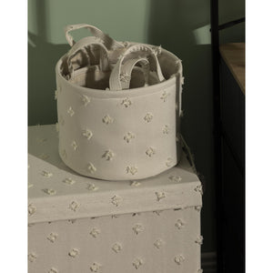 Set di 6 confezioni 3 Cesti Portatutto Tondi Con Manici Pompon Bianco