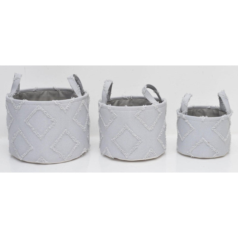 Set di 6 confezioni 3 Cesti Portatutto Tondi Con Manici Rhombus Grigio