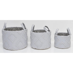 Set di 6 confezioni 3 Cesti Portatutto Tondi Con Manici Rhombus Grigio