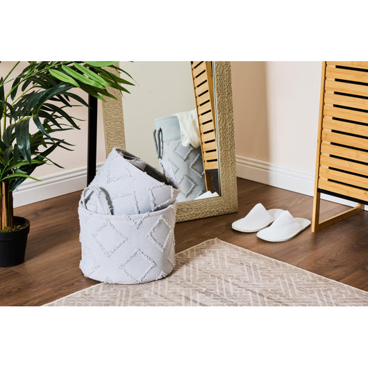 Set di 6 confezioni 3 Cesti Portatutto Tondi Con Manici Rhombus Grigio