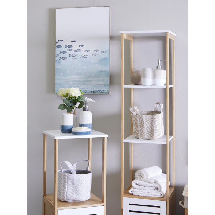 Set di 6 confezioni 3 Cesti Portatutto Tondi Con Manici Ximba Beige