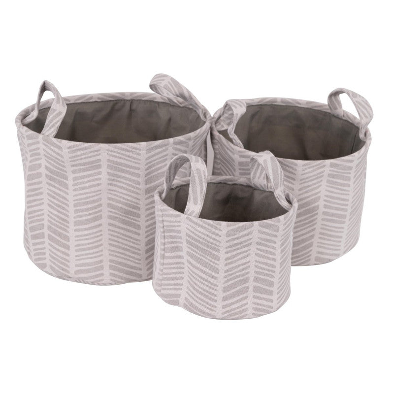 Set di 6 confezioni 3 Cesti Portatutto Tondi Con Manici Ximba Grigio