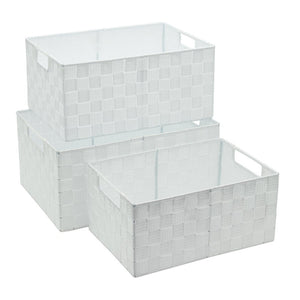 Set di 6 confezioni 3 Cestini Portatutto Rettangolari In Pp Intrecciato Twist Bianco