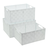 Set di 6 confezioni 3 Cestini Portatutto Rettangolari In Pp Intrecciato Twist Bianco