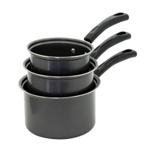 Set di 6 confezioni 3 Pezzi Casseruole 1 Manico Ø 16/18/20 Cm Grigio