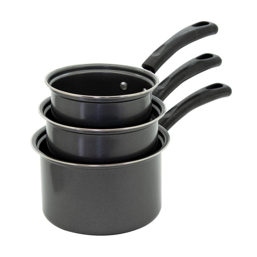 Set di 6 confezioni 3 Pezzi Casseruole 1 Manico Ø 16/18/20 Cm Grigio