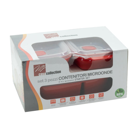 Set di 6 confezioni 3 Pezzi Microonde (2x)600 Ml - 1,3 Lt