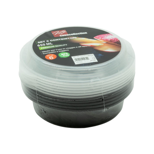 Set di 6 confezioni 6 Pz Contenitori Tondi 650 Ml