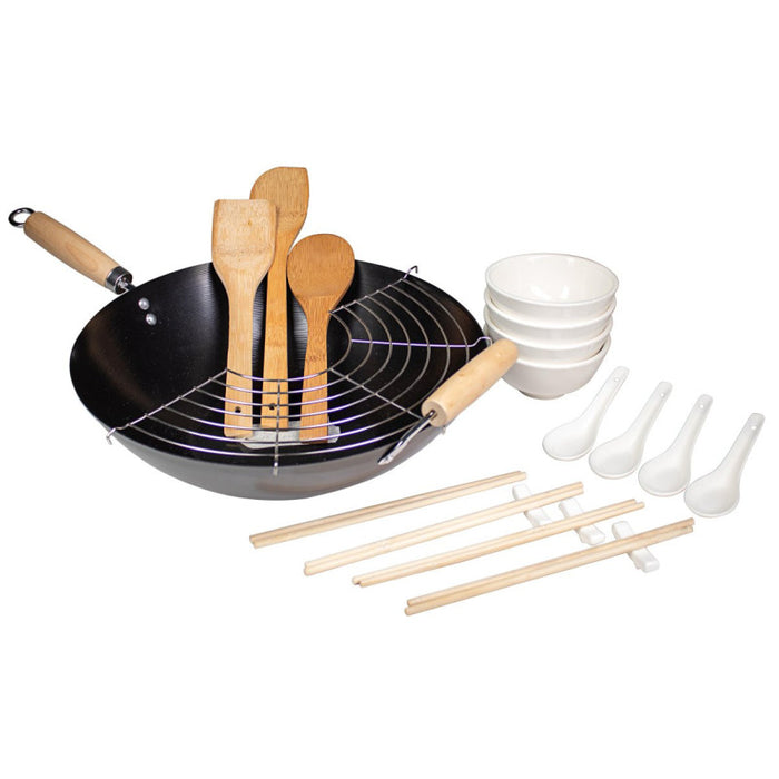 Set di 6 confezioni Wok 21 Pz Carbon Steel Ø 35 Cm