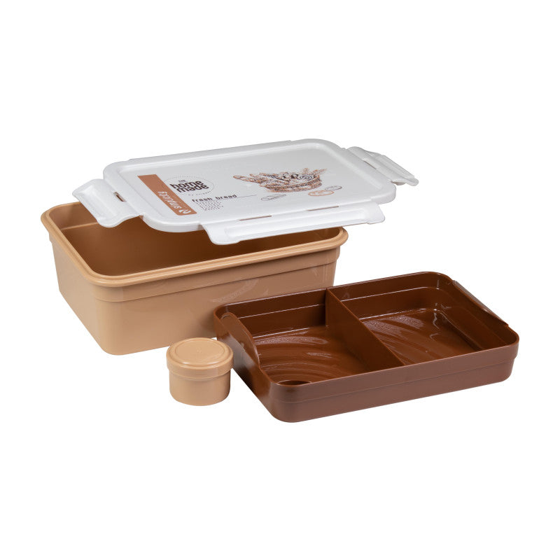 Set di 6 Lunch Box 3pezzi+vassoio Rett Marronepnp