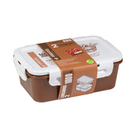 Set di 6 Lunchbox 2 Scomparti 1000ml Marrone Pnp