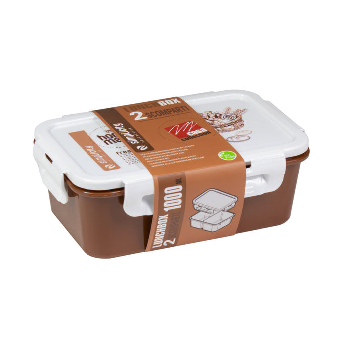 Set di 6 Lunchbox 2 Scomparti 1000ml Marrone Pnp