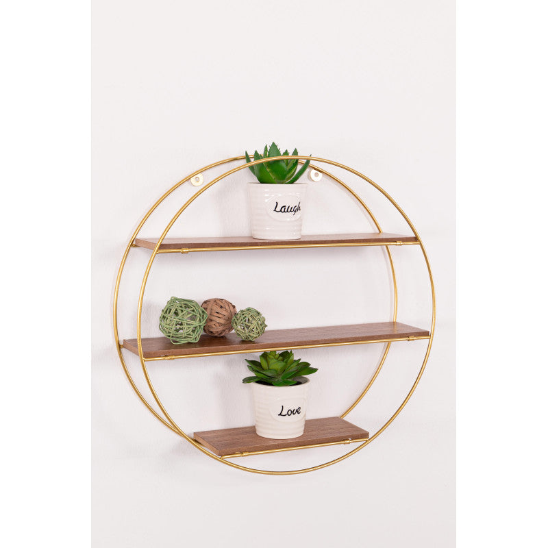 Set di 6 Mensole Portaoggetti Pieghevole Tonda 42x10x42 Oro