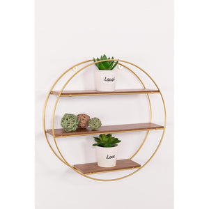 Set di 6 Mensole Portaoggetti Pieghevole Tonda 42x10x42 Oro