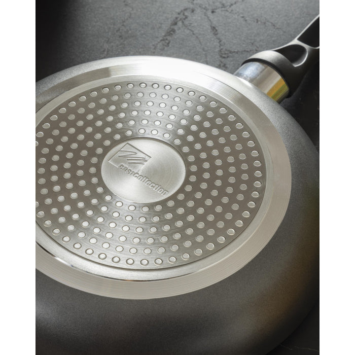 Set di 6 Padelle Alluminio Stampato Cm28 Medua Grigio Fondo Induzione Manico Bakelite