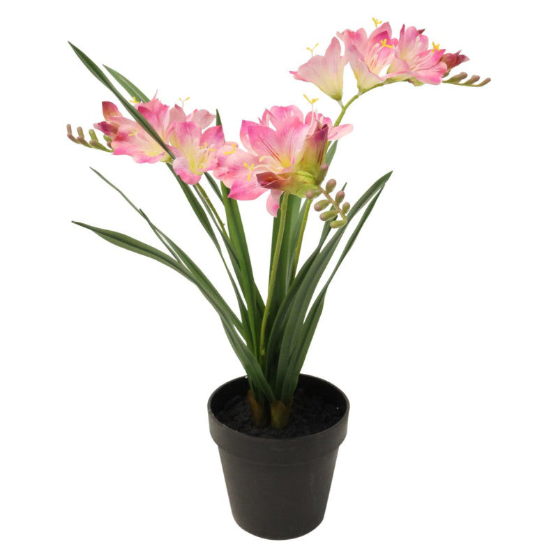 Set di 6 Piante Sintetica Fresia H50cm In Vaso Plastica 3 Rami