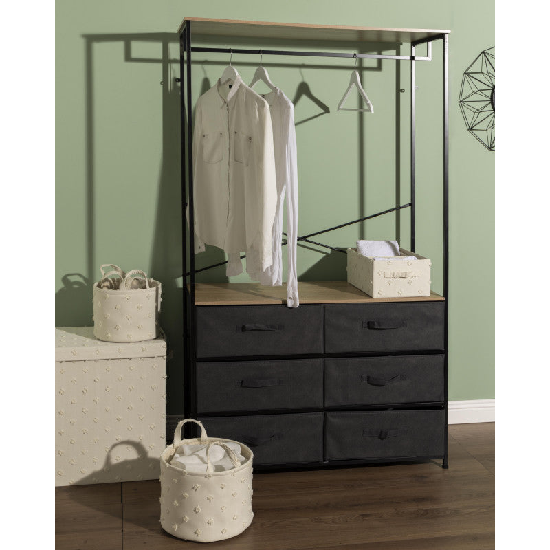 Set di 6 Porta Biancheria Pieghevole Pompon 40x30x50 Bianco