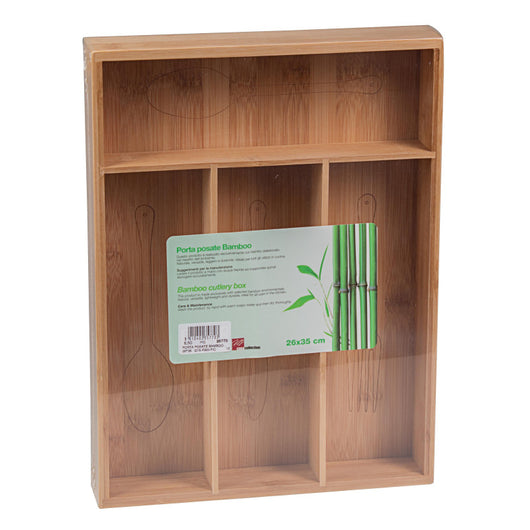 Set di 6 Porta Posate Con 4 Scomparti 35,5x26,3x5 Cm Bamboo