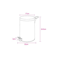 Set di 6 Porta Rifiuti A Pedale 3lit Acciaio Con Chiusura Soft