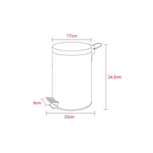 Set di 6 Porta Rifiuti A Pedale 3lit Nero Con Chiusura Soft