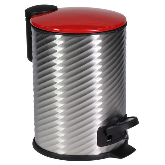 Set di 6 Porta Rifiuti Con Coperchio Lt 3 Rosso Inox/pp