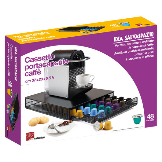 Set di 6 Portacapsule A Cassetta 48 Posti Adatto A Nespresso E Similari Metallo