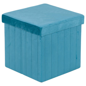 Set di 6 Pouf Aron In Velluto Blu 35x35x34,5