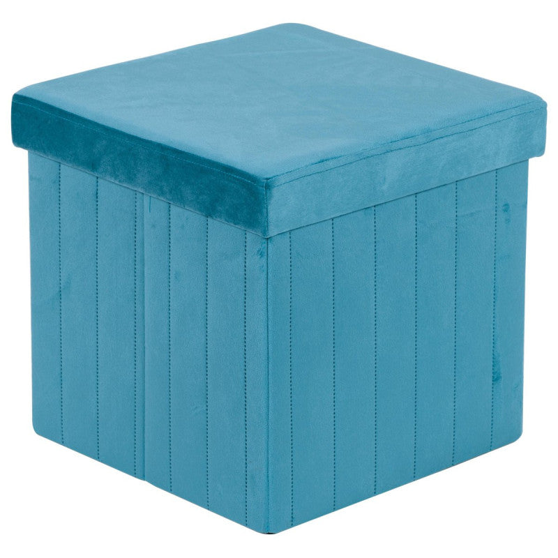 Set di 6 Pouf Aron In Velluto Blu 35x35x34,5