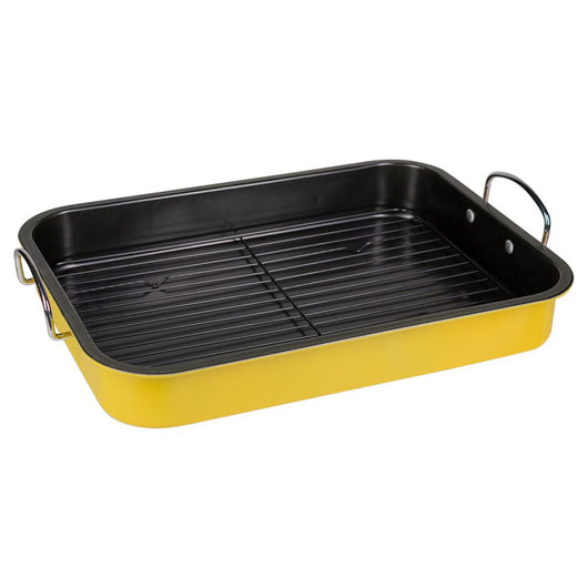 Set di 6 Rostiere Con Griglia Gialla 42x30 Cm Carbon Steel Antiaderente