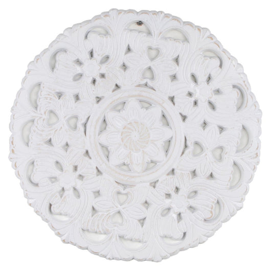 Set di 6 Sculture Decorativa Tonda Scolpita Lhasa 38,5x1,5