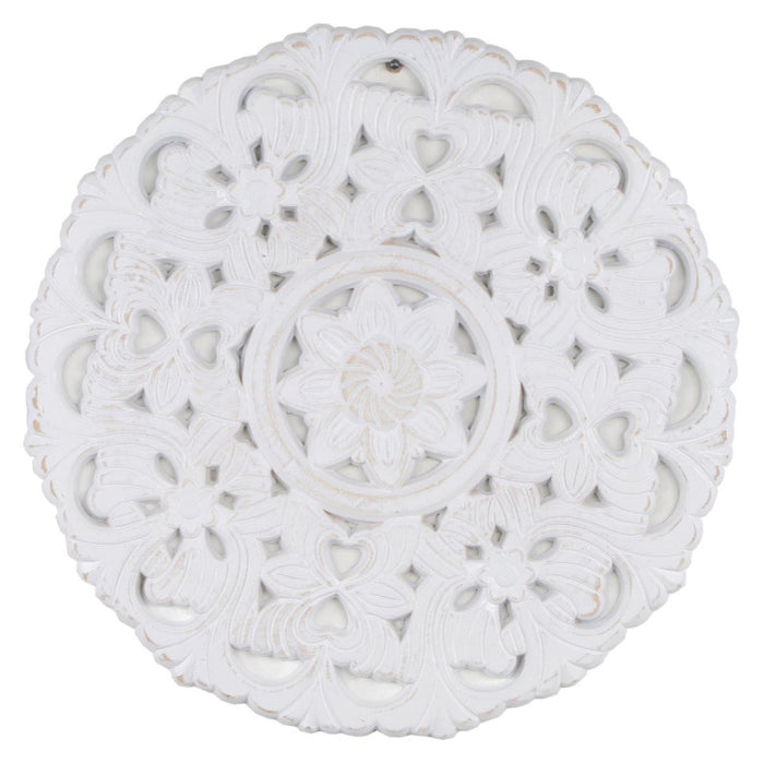 Set di 6 Sculture Decorativa Tonda Scolpita Lhasa 38,5x1,5