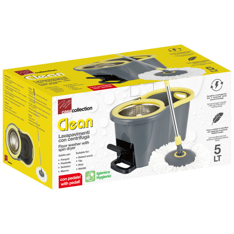 Set di 6 Secchi Mop Lavapavimenti Rotante Con Pedale Lit 5